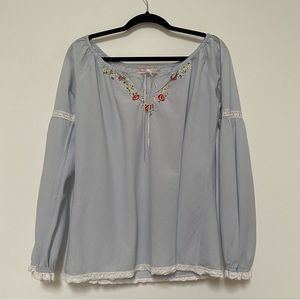 Victoria’s Secret Pj Top Boho Blouse XS Blue